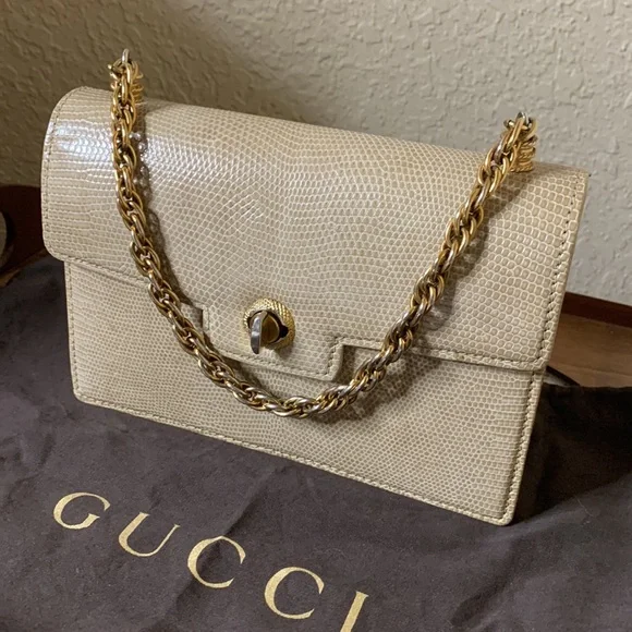 Vintage Gucci Lizard Front Flap Twist Lock Mini Bag - Picture 2 of 15